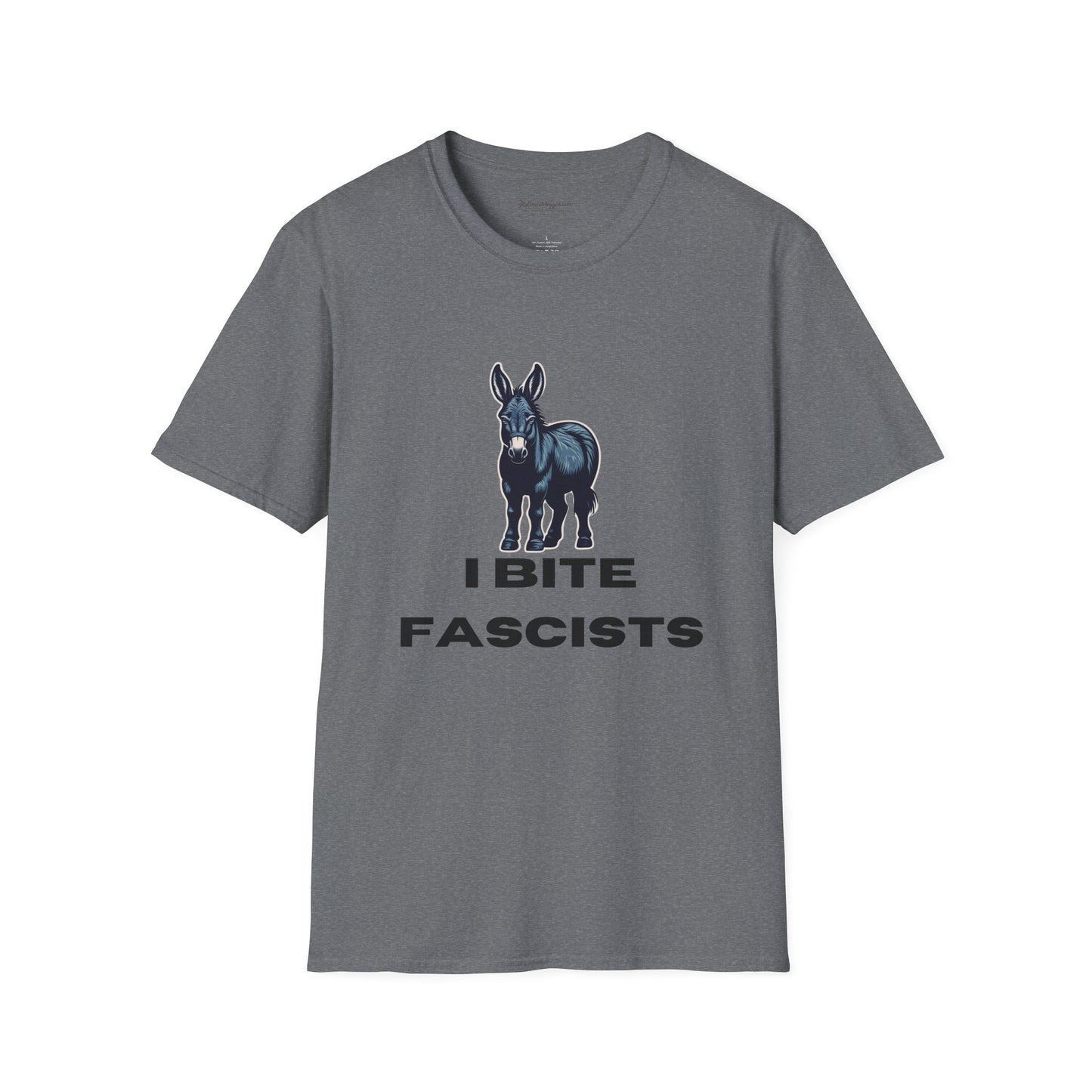 Democrat Donkey I Bite Fascists Unisex T-Shirt - Perfect Gift for Woke Family, Mother's Day, Grandpawrent's Day, Birthday, Casual Wear, Matching Granddogger Shirt Available