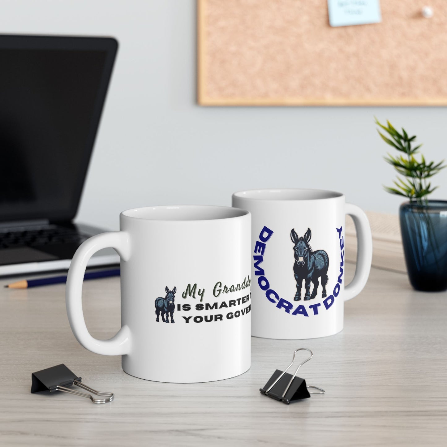 Democrat Donkey My Granddogger is Smarter Than Your Governor Ceramic Mug, 11oz & 15oz Sizes, Great for Birthdays, Coffee Lover's Present, Humorous Home Decor