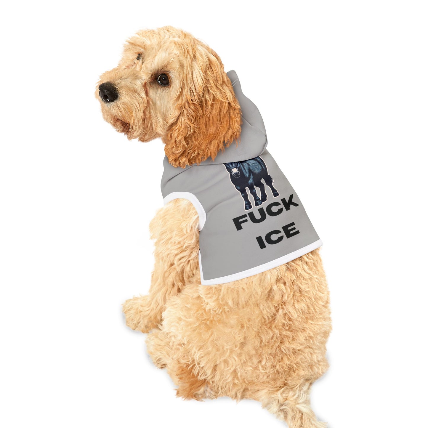 Democrat Donkey Fuck ICE Hoodie, Cozy Dog Apparel, Winter Pet Gear, Funny Pet Gift, Cute Animal Clothing