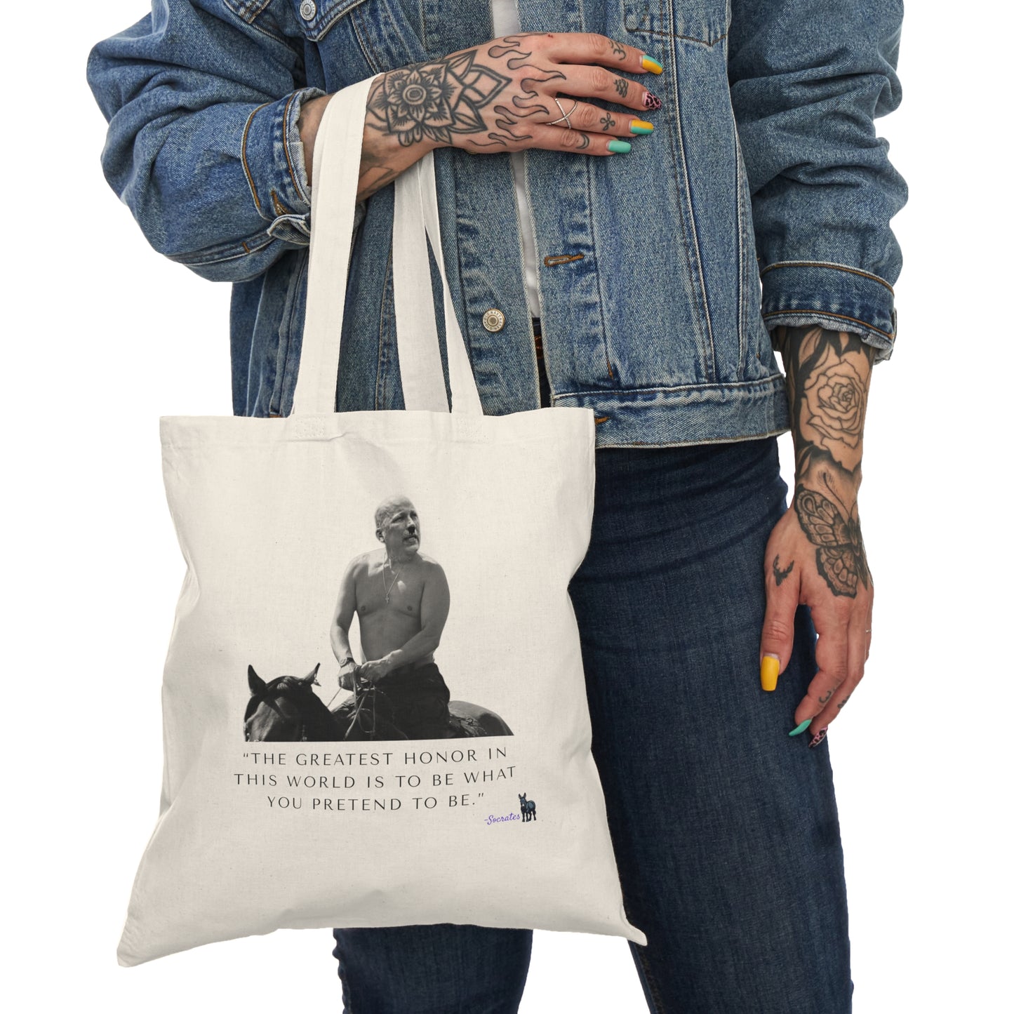 Democrat Donkey feat. Chip Roy's Head on Vladimir Putin's Body feat. Socrates- Pretend- Tote Bag, Perfect Gift for Woke Grandpawrents, Eco-Friendly Shopping Bag
