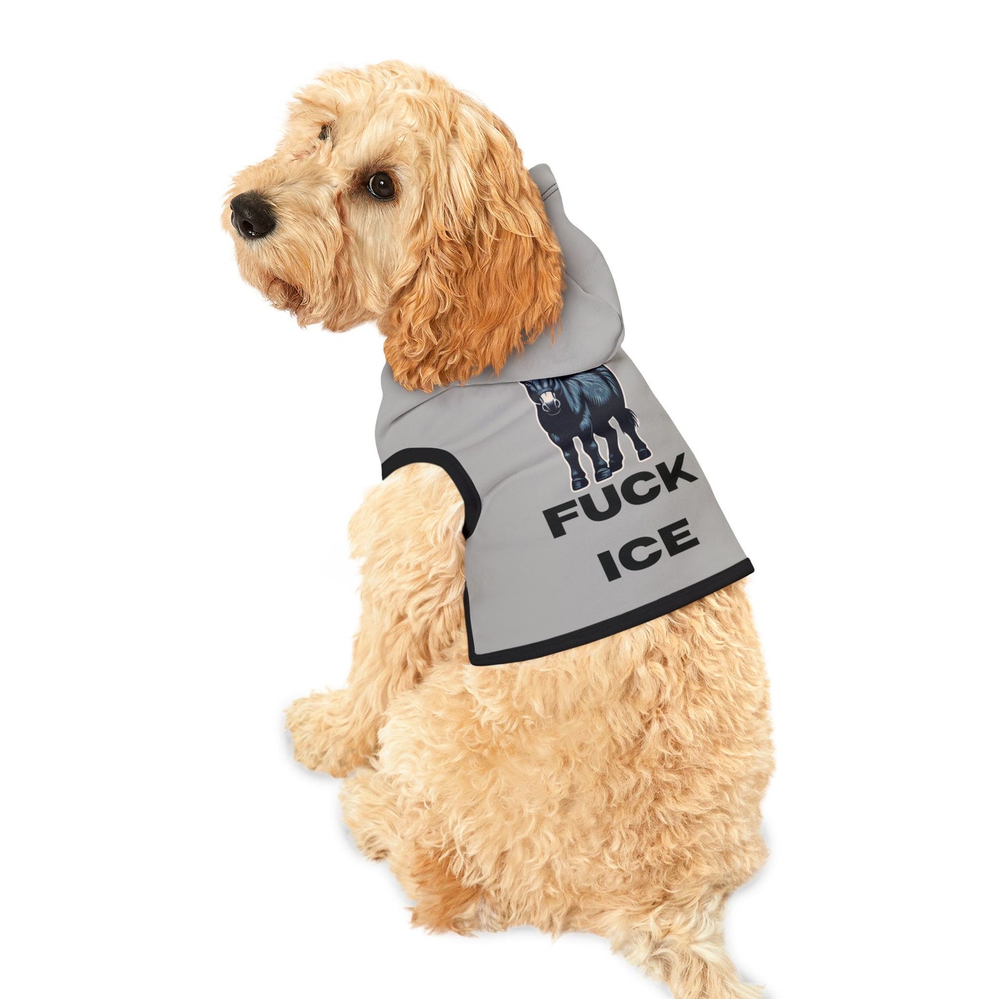 Democrat Donkey Fuck ICE Hoodie, Cozy Dog Apparel, Winter Pet Gear, Funny Pet Gift, Cute Animal Clothing