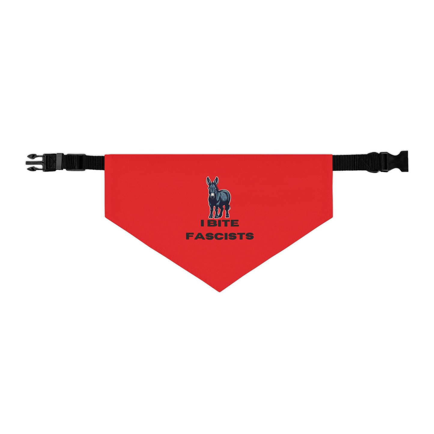 Democrat Donkey I Bite Fascists Pet Bandana Collar, Dog Fashion Accessory, Unique Pet Gift, Adjustable Dog Scarf, Cute Dog Apparel