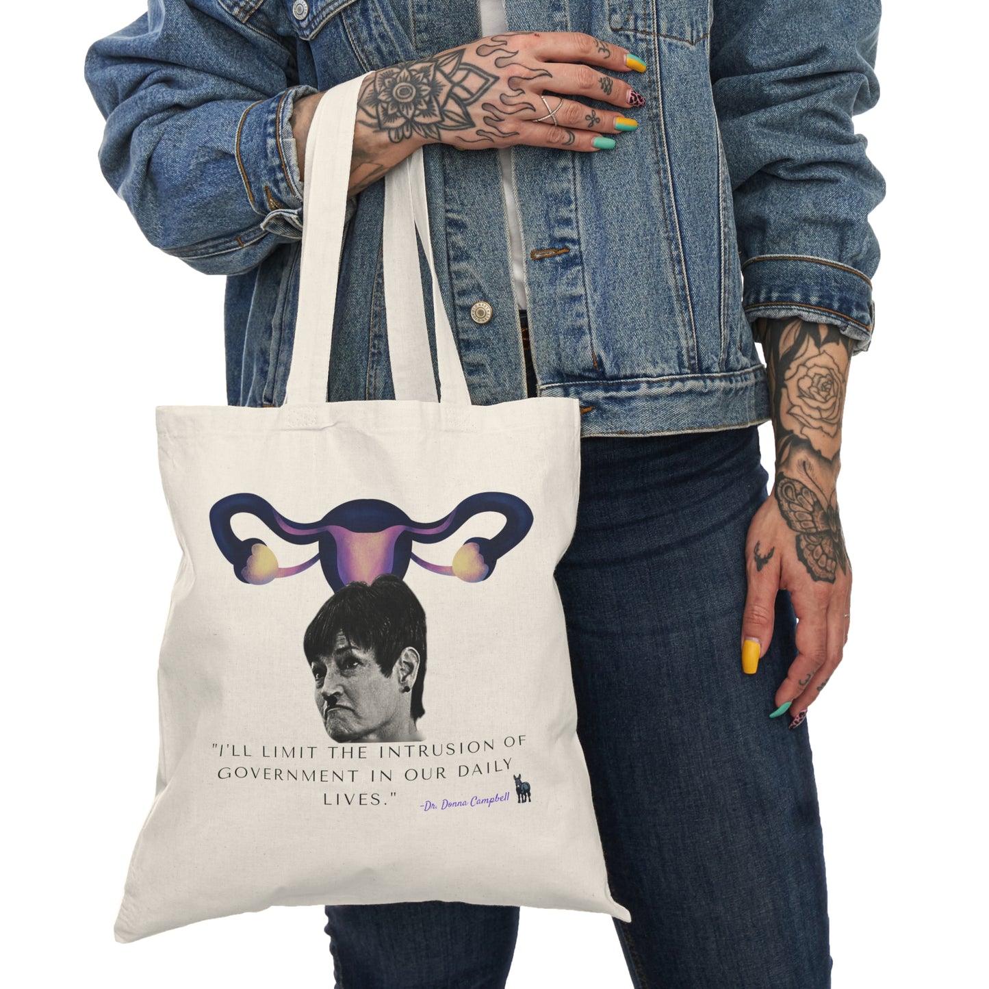 Democrat Donkey Texas State Rep Dr Donna Campbell Tote Bag, Perfect Gift for Woke Grandpawrents, Eco-Friendly Shopping Bag