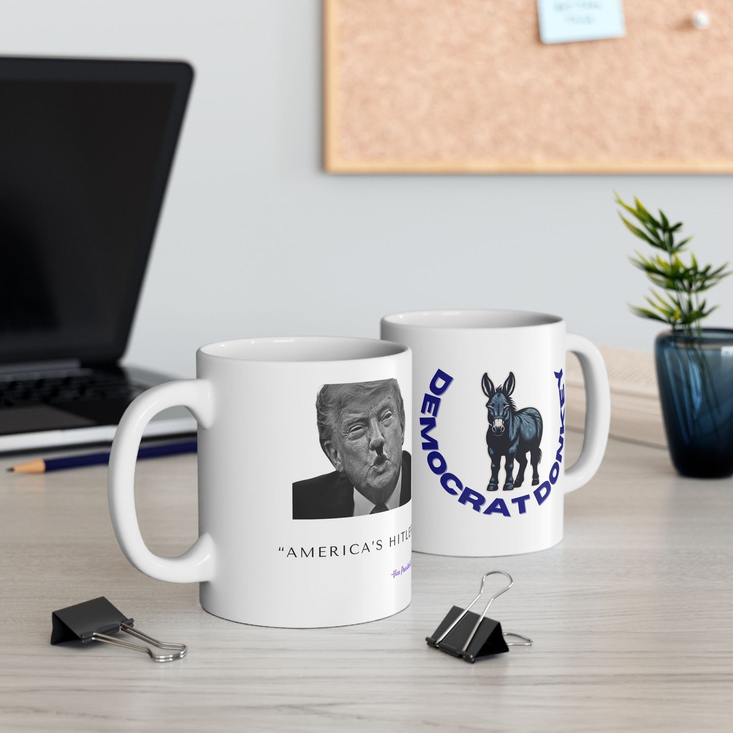 Democrat Donkey America's Hitler feat. JD Vance Ceramic Mug, 11oz & 15oz Sizes, Great for Birthdays, Coffee Lover's Present, Humorous Home Decor