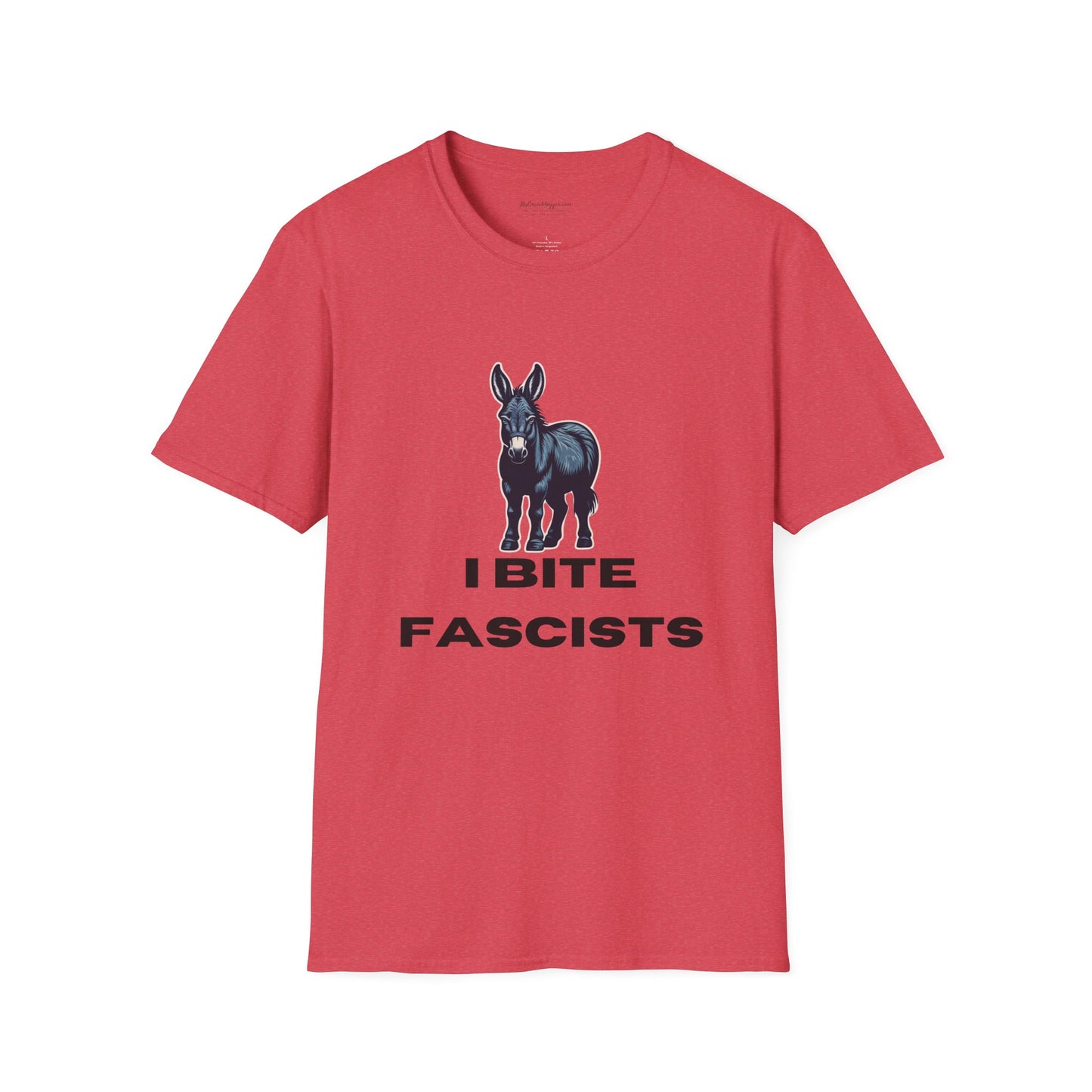 Democrat Donkey I Bite Fascists Unisex T-Shirt - Perfect Gift for Woke Family, Mother's Day, Grandpawrent's Day, Birthday, Casual Wear, Matching Granddogger Shirt Available