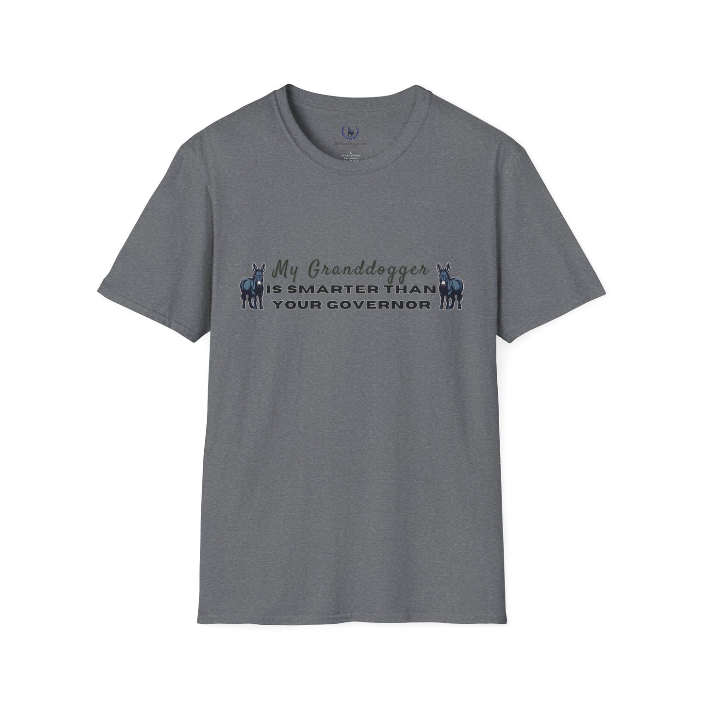 Democrat Donkey- MyGrandogger is Smarter than Your Governor Unisex T-Shirt - Perfect Gift for Family, Mother's Day, Grandpawrent's Day, Birthday, Casual Wear