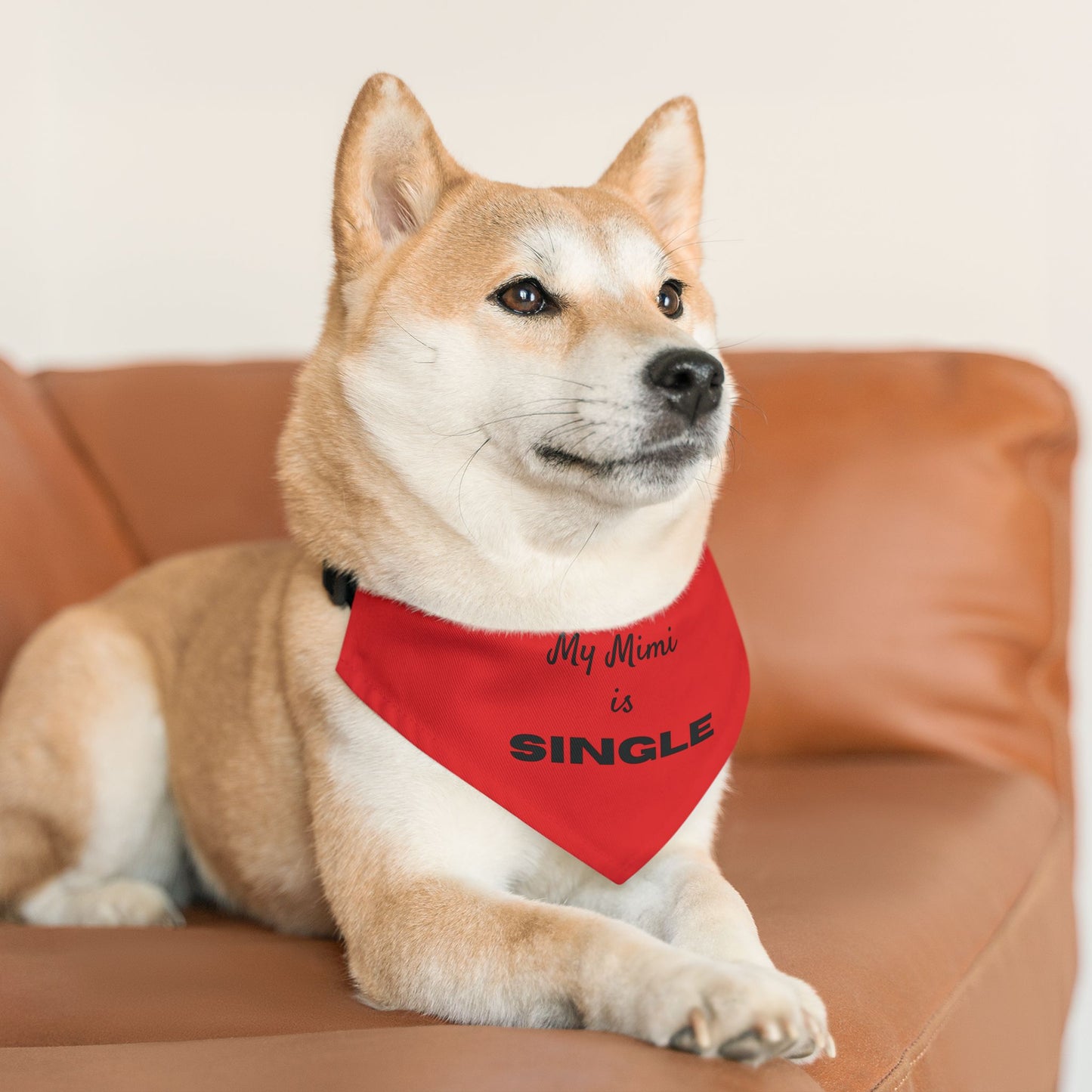 My Mimi is Single Red Pet Bandana Collar, Dog Fashion Accessory, Unique Pet Gift, Adjustable Dog Scarf, Cute Dog Apparel