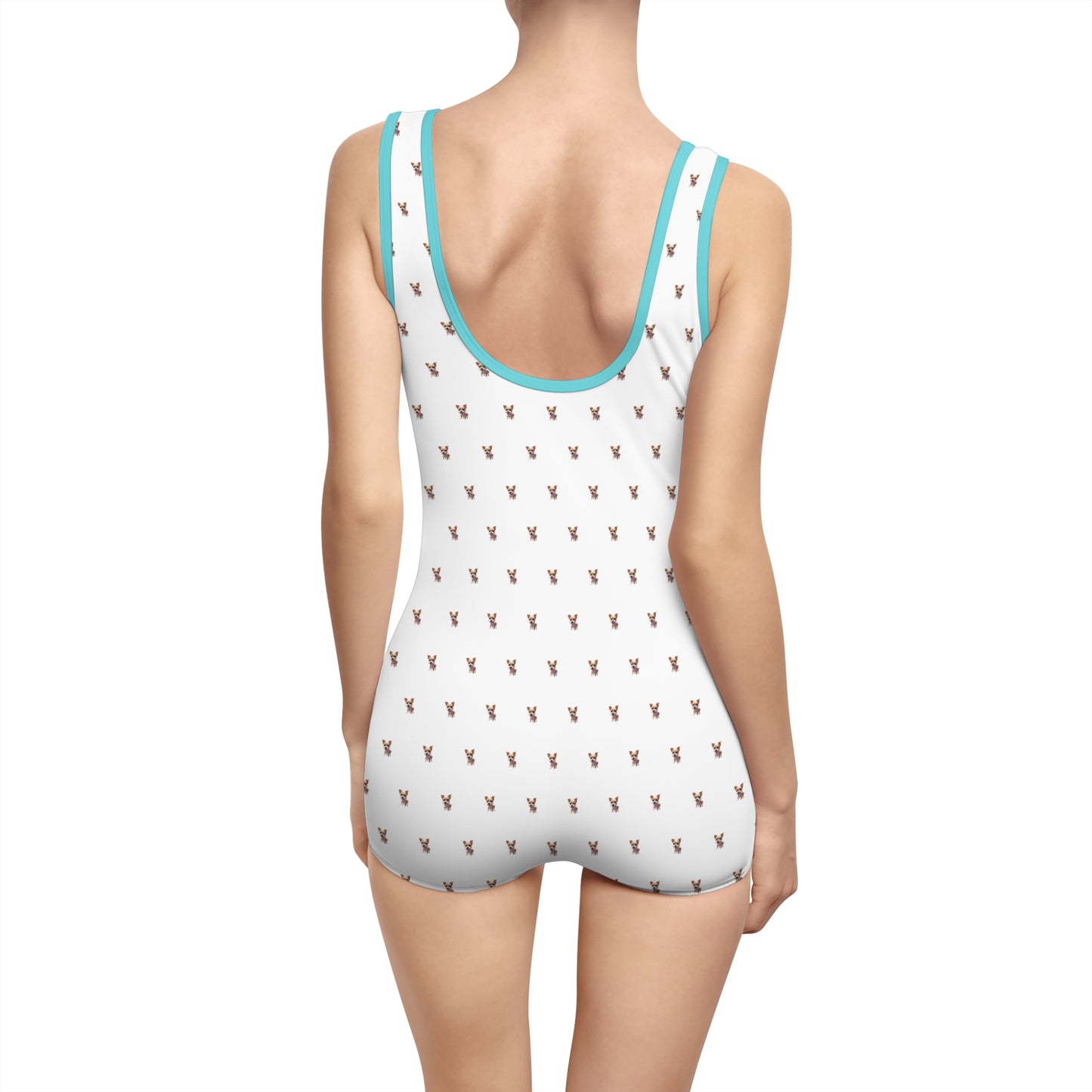 Women's Customizable MyGranddogger White Vintage Swimsuit, Retro Bathing Suit, Stylish Swimwear, Summer Pool Party Outfit, Beach Vacation Essential, Holiday Swimwear