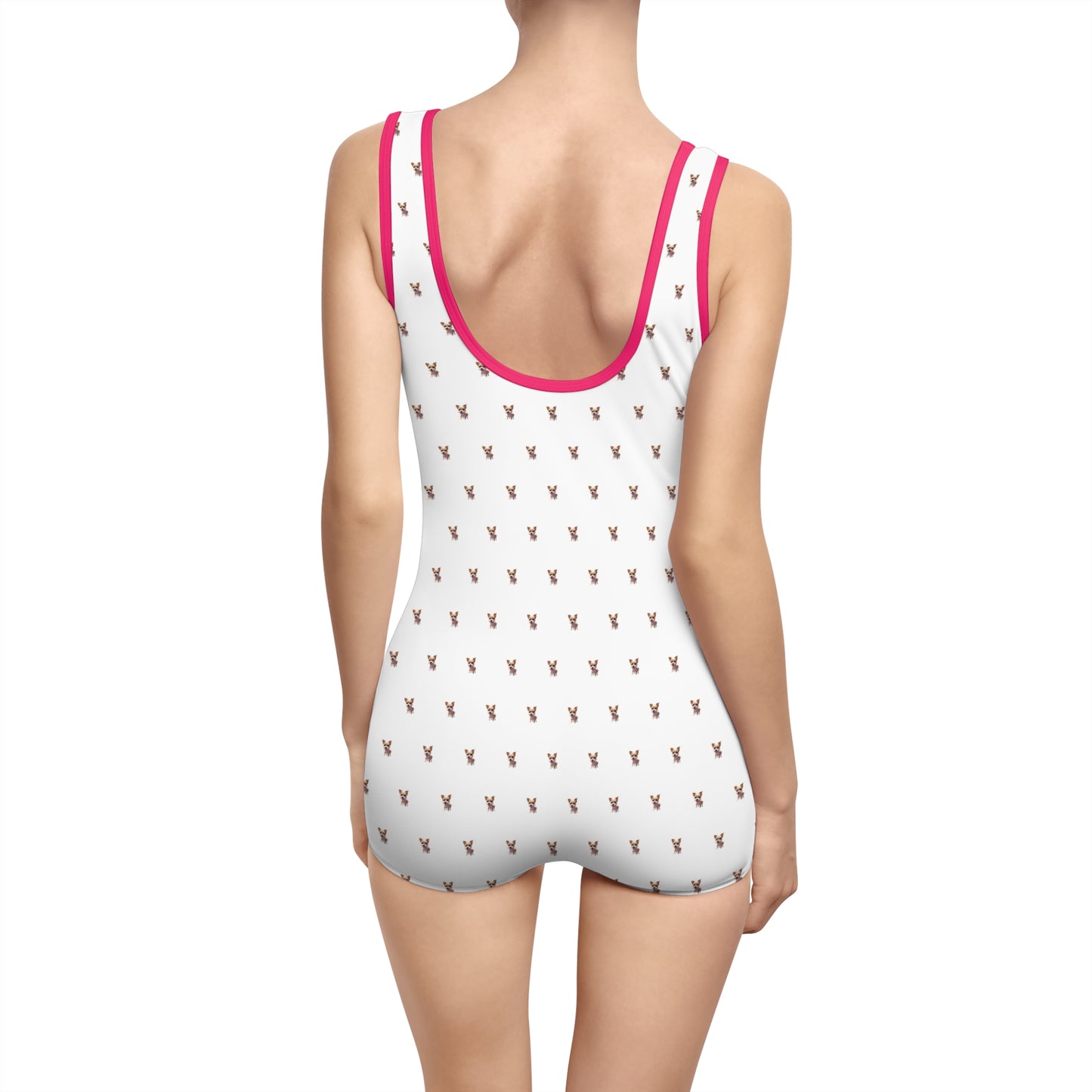 Women's Customizable MyGranddogger White Vintage Swimsuit, Retro Bathing Suit, Stylish Swimwear, Summer Pool Party Outfit, Beach Vacation Essential, Holiday Swimwear