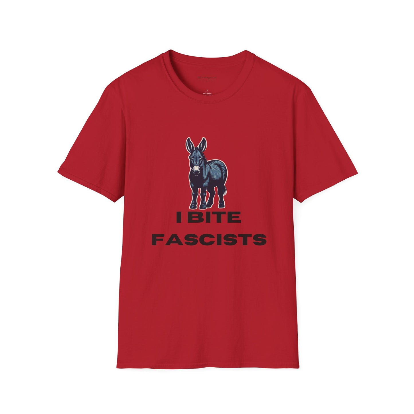Democrat Donkey I Bite Fascists Unisex T-Shirt - Perfect Gift for Woke Family, Mother's Day, Grandpawrent's Day, Birthday, Casual Wear, Matching Granddogger Shirt Available