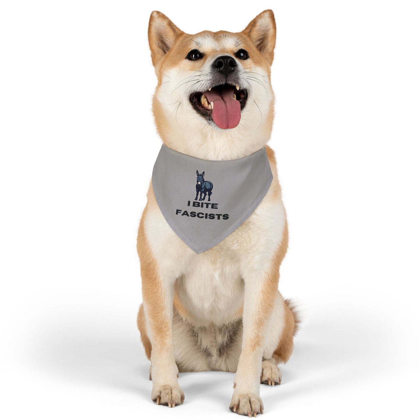 Democrat Donkey I Bite Fascists Pet Bandana Collar, Dog Fashion Accessory, Unique Pet Gift, Adjustable Dog Scarf, Cute Dog Apparel