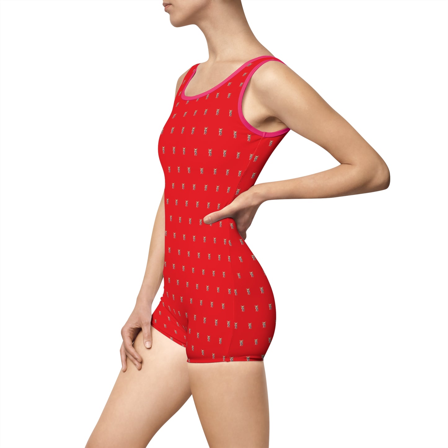 Women's Customizable MyGranddogger Red Vintage Swimsuit, Retro Bathing Suit, Stylish Swimwear, Summer Pool Party Outfit, Beach Vacation Essential, Holiday Swimwear