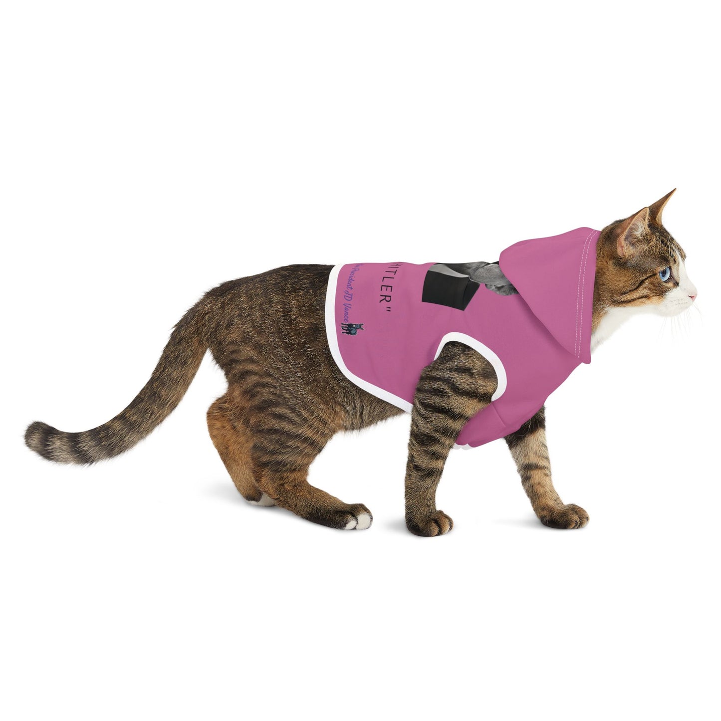 Democrat Donkey- America's Hitler Pink Hoodie, Cozy Dog Apparel, Winter Pet Gear, Funny Pet Gift, Cute Animal Clothing