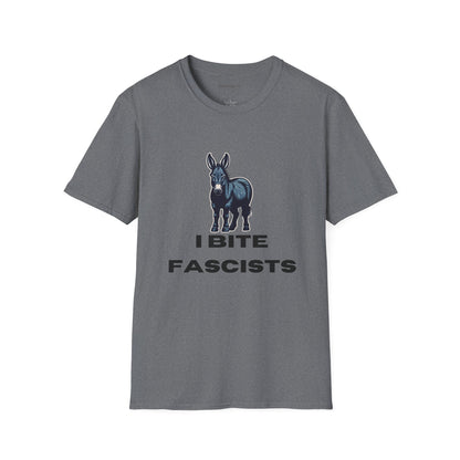 Democrat Donkey I Bite Fascists Unisex T-Shirt - Perfect Gift for Woke Family, Mother's Day, Grandpawrent's Day, Birthday, Casual Wear, Matching Granddogger Shirt Available