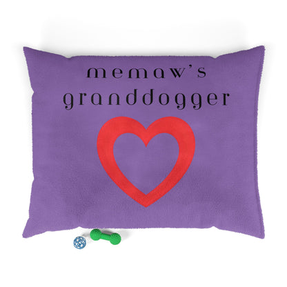 Cozy Pet Bed for Grandpuppies | Memaw's Granddogger Custom Light Purple Dog Bed, Soft Pet Cushion, Ideal for Gifts, Home Decor, Pet Lovers