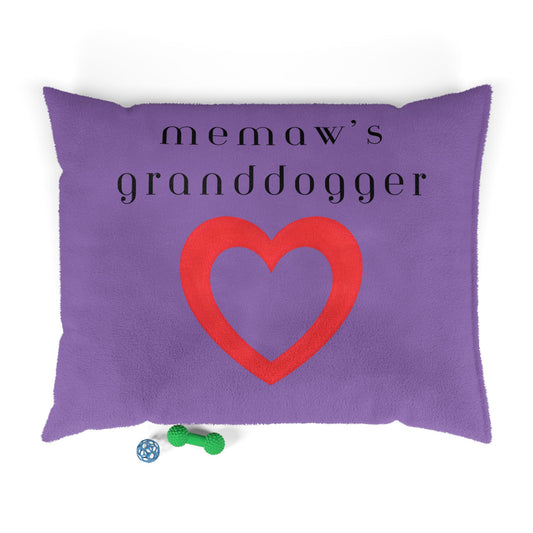 Cozy Pet Bed for Grandpuppies | Memaw's Granddogger Custom Light Purple Dog Bed, Soft Pet Cushion, Ideal for Gifts, Home Decor, Pet Lovers