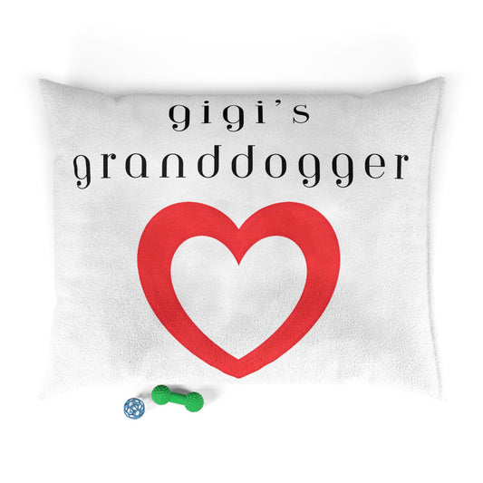 Cozy Pet Bed for Grandpuppies | Gigi's Granddogger Custom White Dog Bed, Soft Pet Cushion, Ideal for Gifts, Home Decor, Pet Lovers