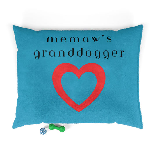 Cozy Pet Bed for Grandpuppies | Memaw's Granddogger Custom Turquoise Dog Bed, Soft Pet Cushion, Ideal for Gifts, Home Decor, Pet Lovers