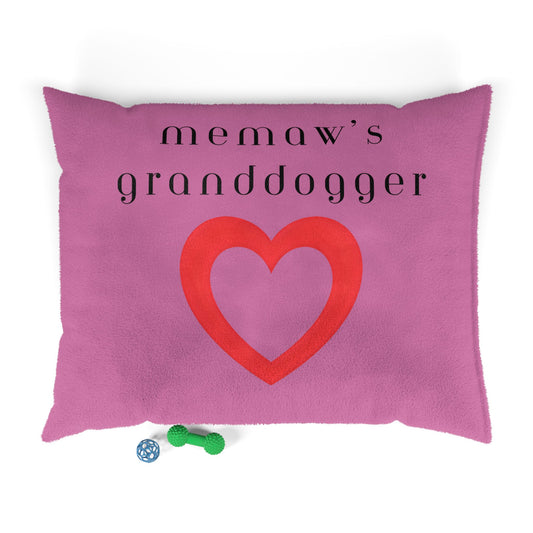 Cozy Pet Bed for Grandpuppies | Memaw's Granddogger Custom Pink Dog Bed, Soft Pet Cushion, Ideal for Gifts, Home Decor, Pet Lovers