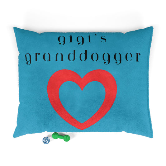 Cozy Pet Bed for Grandpuppies | Gigi's Granddogger Custom Turquoise Dog Bed, Soft Pet Cushion, Ideal for Gifts, Home Decor, Pet Lovers