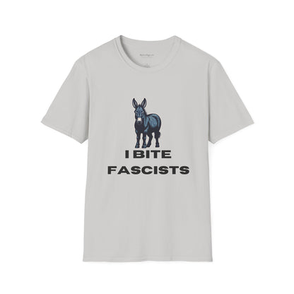 Democrat Donkey I Bite Fascists Unisex T-Shirt - Perfect Gift for Woke Family, Mother's Day, Grandpawrent's Day, Birthday, Casual Wear, Matching Granddogger Shirt Available