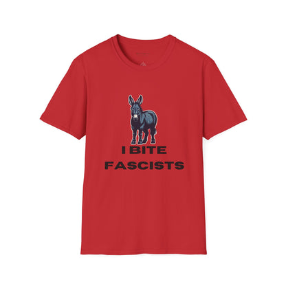 Democrat Donkey I Bite Fascists Unisex T-Shirt - Perfect Gift for Woke Family, Mother's Day, Grandpawrent's Day, Birthday, Casual Wear, Matching Granddogger Shirt Available