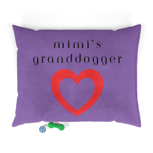 Cozy Pet Bed for Grandpuppies | Mimi's Granddogger Custom Purple Dog Bed, Soft Pet Cushion, Ideal for Gifts, Home Decor, Pet Lovers