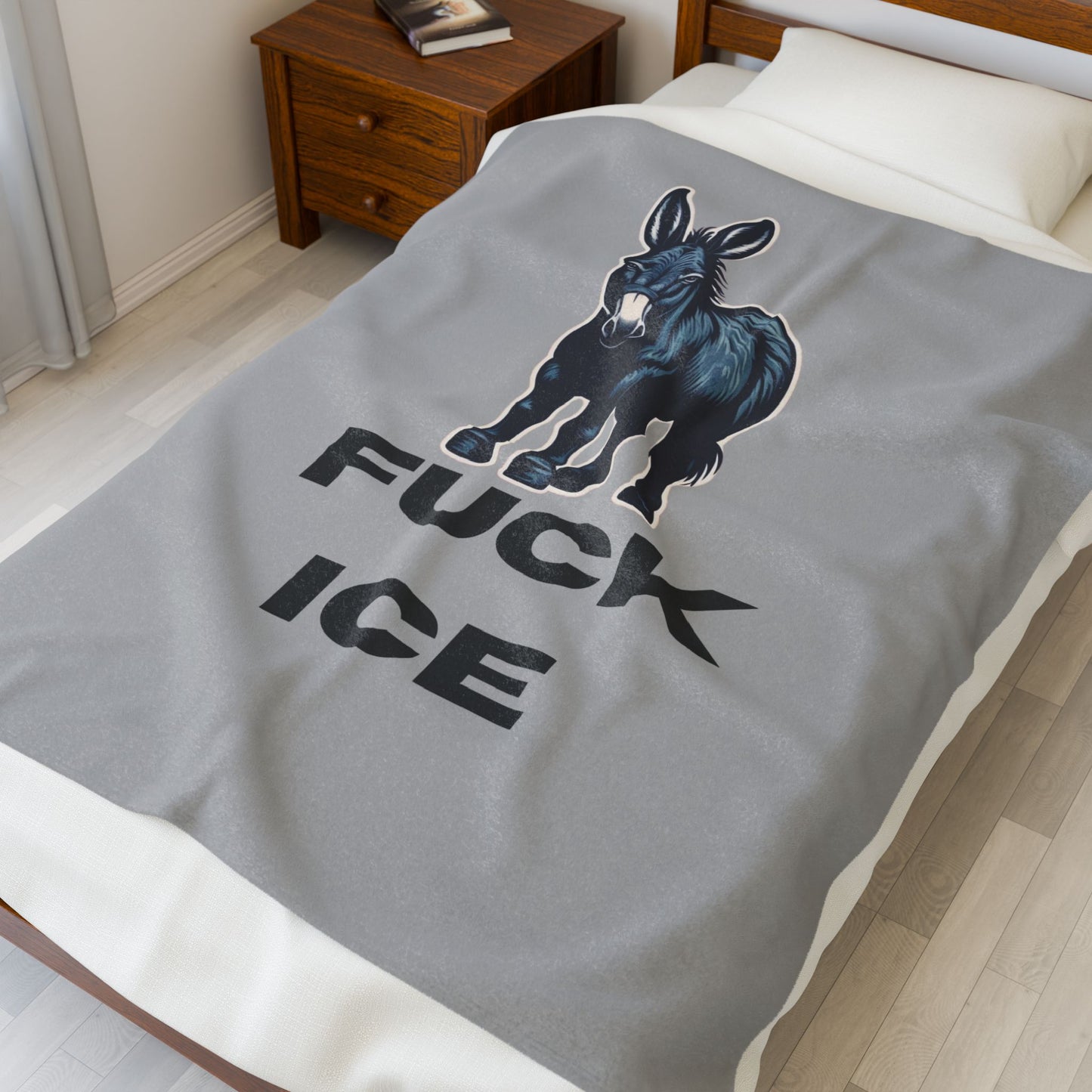 Democrat Donkey Fuck ICE Plush Blanket in Gray- Customizable Gift for Woke Grandpawrents, Soft Throw for Home, Pet-Themed Decor, Perfect for Birthdays, [...]