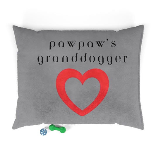 Cozy Pet Bed for Grandpuppies | PawPaw's Granddogger Custom Dark Gray Dog Bed, Soft Pet Cushion, Ideal for Gifts, Home Decor, Pet Lovers