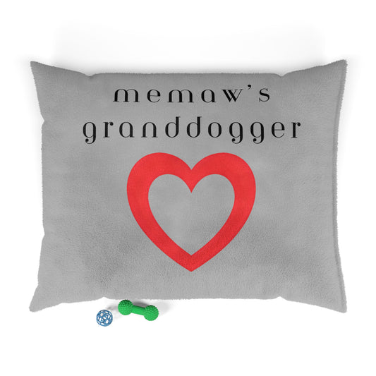 Cozy Pet Bed for Grandpuppies | Memaw's Granddogger Custom Light Gray Dog Bed, Soft Pet Cushion, Ideal for Gifts, Home Decor, Pet Lovers
