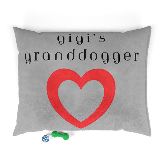 Cozy Pet Bed for Grandpuppies | Gigi's Granddogger Custom Light Gray Dog Bed, Soft Pet Cushion, Ideal for Gifts, Home Decor, Pet Lovers