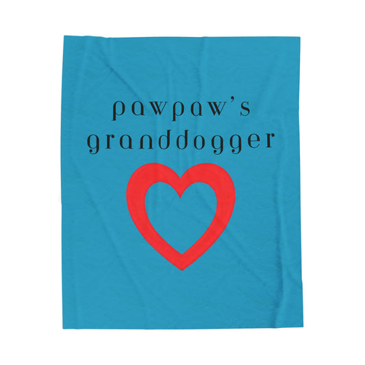 Pawpaw's Granddogger Plush Blanket in Turquoise- Customizable Gift for Grandpawrents, Soft Throw for Home, Pet-Themed Decor, Perfect for Birthdays, [...]