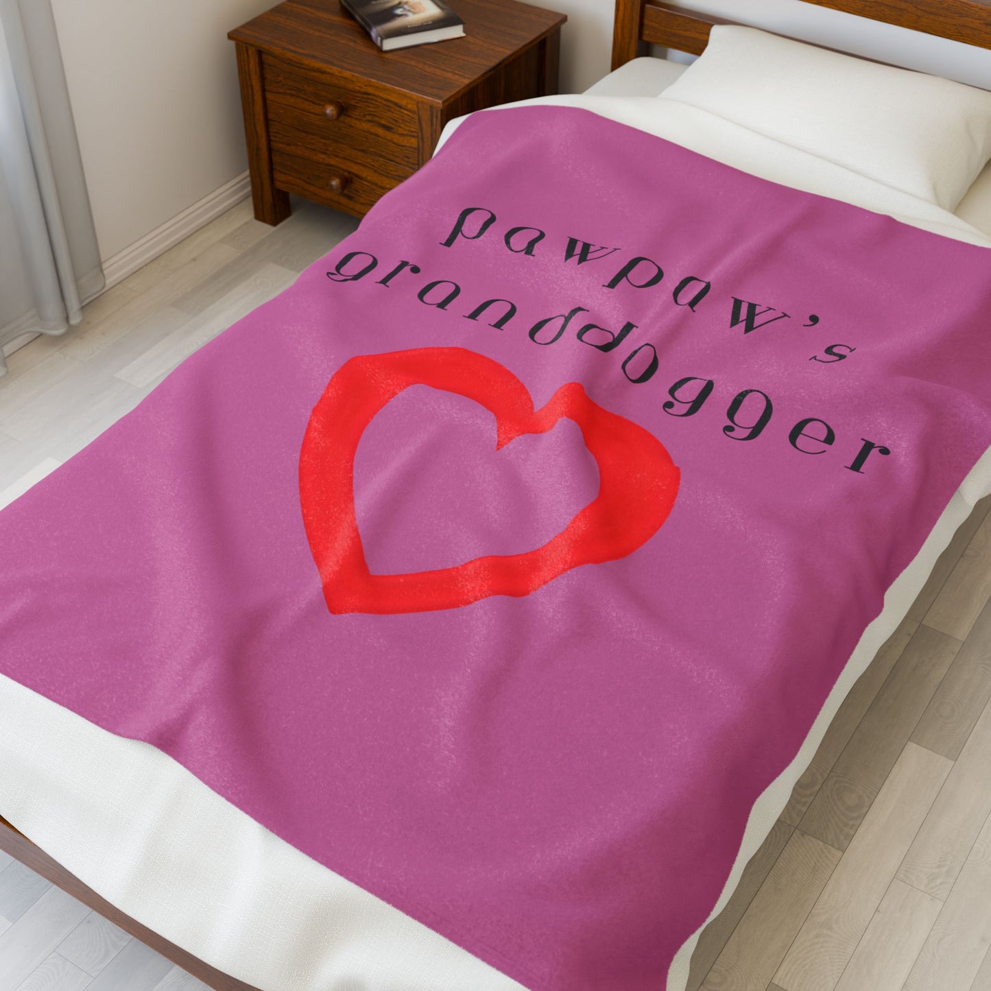 Pawpaw's Granddogger Plush Blanket in Pink - Customizable Gift for Grandpawrents, Soft Throw for Home, Pet-Themed Decor, Perfect for Birthdays, [...]