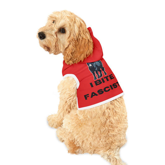 Democrat Donkey I Bite Fascists Hoodie, Cozy Dog Apparel, Winter Pet Gear, Funny Pet Gift, Cute Animal Clothing