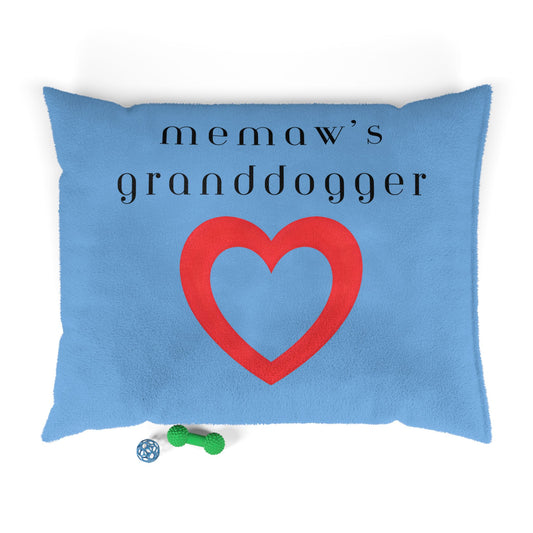 Cozy Pet Bed for Grandpuppies | Memaw's Granddogger Custom Light Blue Dog Bed, Soft Pet Cushion, Ideal for Gifts, Home Decor, Pet Lovers
