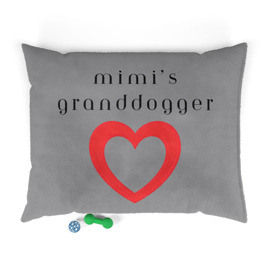 Cozy Pet Bed for Grandpuppies | Mimi's Granddogger Custom Gray Dog Bed, Soft Pet Cushion, Ideal for Gifts, Home Decor, Pet Lovers