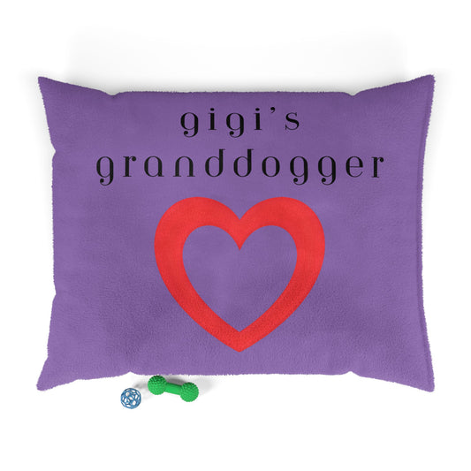 Cozy Pet Bed for Grandpuppies | Gigi's Granddogger Custom Purple Dog Bed, Soft Pet Cushion, Ideal for Gifts, Home Decor, Pet Lovers
