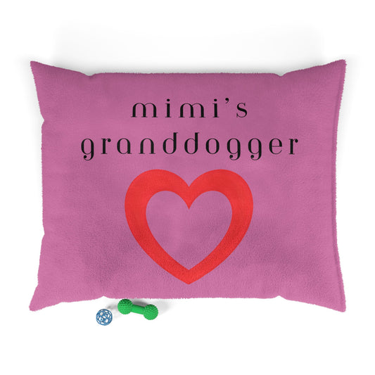 Cozy Pet Bed for Grandpuppies | Mimi's Granddogger Custom Pink Dog Bed, Soft Pet Cushion, Ideal for Gifts, Home Decor, Pet Lovers