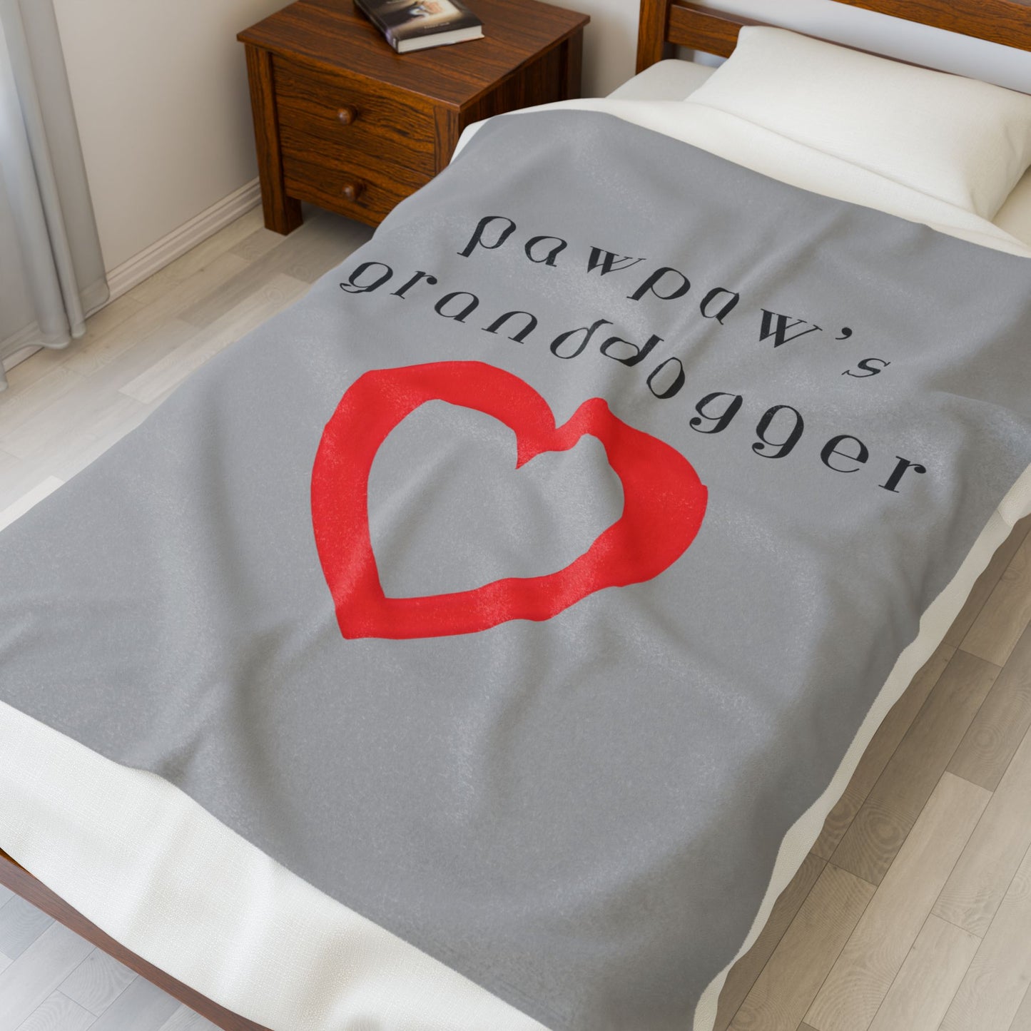 Pawpaw's Granddogger Plush Blanket in Gray- Customizable Gift for Grandpawrents, Soft Throw for Home, Pet-Themed Decor, Perfect for Birthdays, [...]