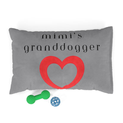Cozy Pet Bed for Grandpuppies | Mimi's Granddogger Custom Gray Dog Bed, Soft Pet Cushion, Ideal for Gifts, Home Decor, Pet Lovers