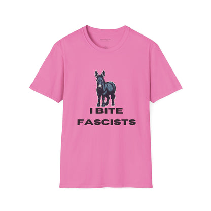 Democrat Donkey I Bite Fascists Unisex T-Shirt - Perfect Gift for Woke Family, Mother's Day, Grandpawrent's Day, Birthday, Casual Wear, Matching Granddogger Shirt Available