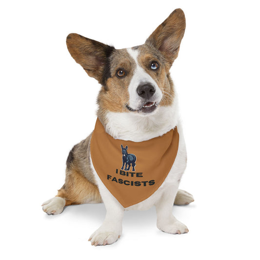 Democrat Donkey I Bite Fascists Pet Bandana Collar, Dog Fashion Accessory, Unique Pet Gift, Adjustable Dog Scarf, Cute Dog Apparel