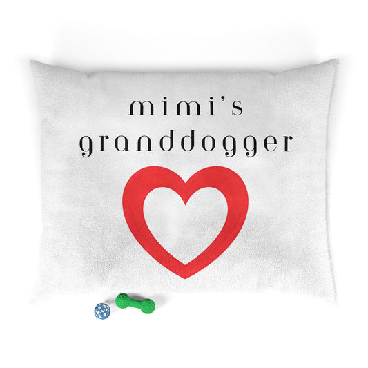 Cozy Pet Bed for Grandpuppies | Mimi's Granddogger Custom White Dog Bed, Soft Pet Cushion, Ideal for Gifts, Home Decor, Pet Lovers
