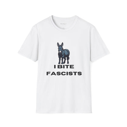 Democrat Donkey I Bite Fascists Unisex T-Shirt - Perfect Gift for Woke Family, Mother's Day, Grandpawrent's Day, Birthday, Casual Wear, Matching Granddogger Shirt Available