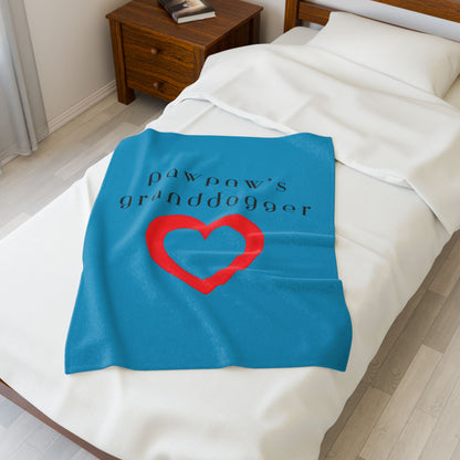 Pawpaw's Granddogger Plush Blanket in Turquoise- Customizable Gift for Grandpawrents, Soft Throw for Home, Pet-Themed Decor, Perfect for Birthdays, [...]