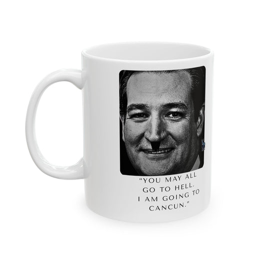 Democrat Donkey Cruz to Cancun Ceramic Mug, 11oz & 15oz Sizes, Great for Birthdays, Coffee Lover's Present, Humorous Home Decor