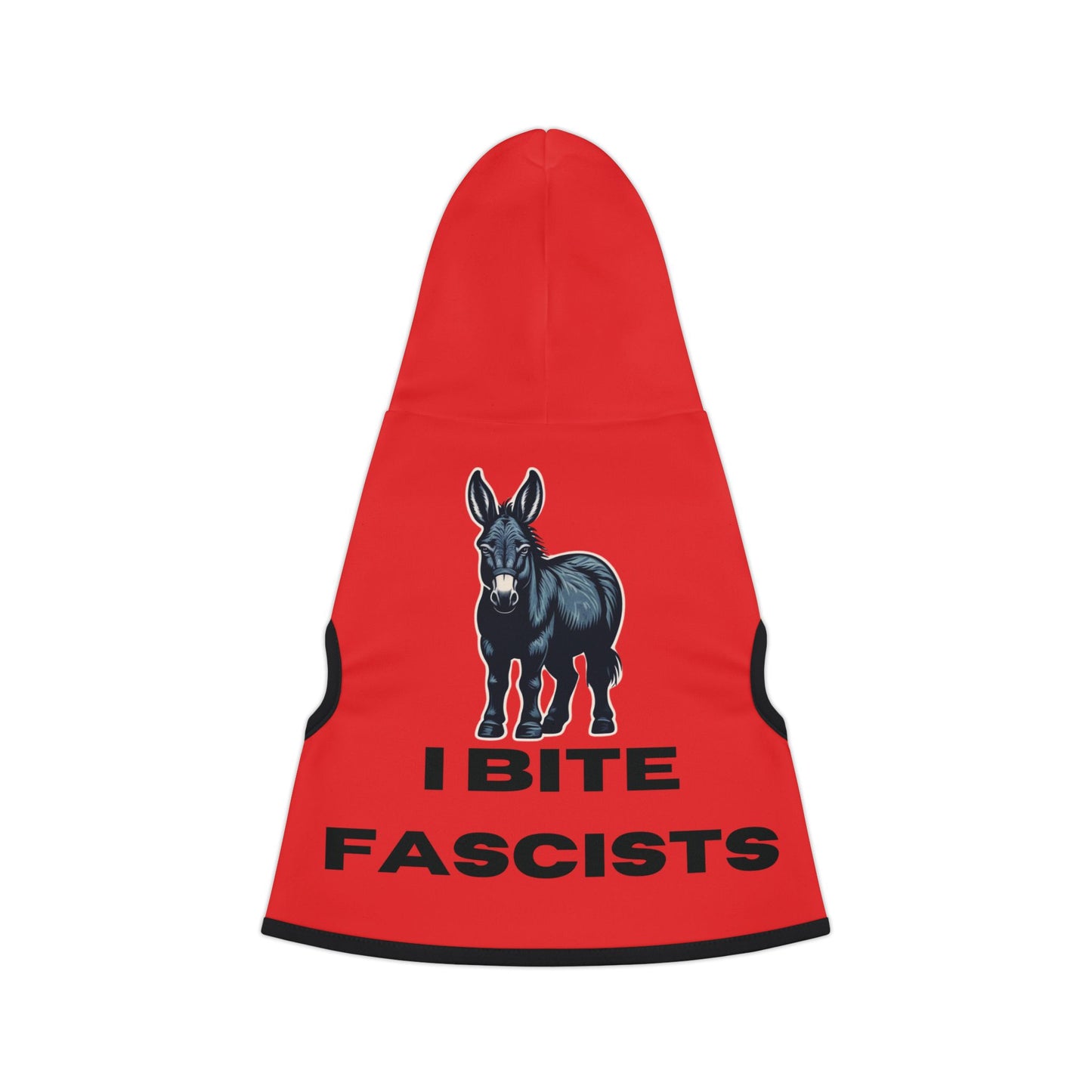 Democrat Donkey I Bite Fascists Hoodie, Cozy Dog Apparel, Winter Pet Gear, Funny Pet Gift, Cute Animal Clothing