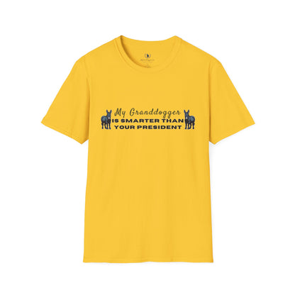 Democrat Donkey- MyGrandogger is Smarter than Your President Unisex T-Shirt - Perfect Gift for Family, Mother's Day, Grandpawrent's Day, Birthday, Casual Wear