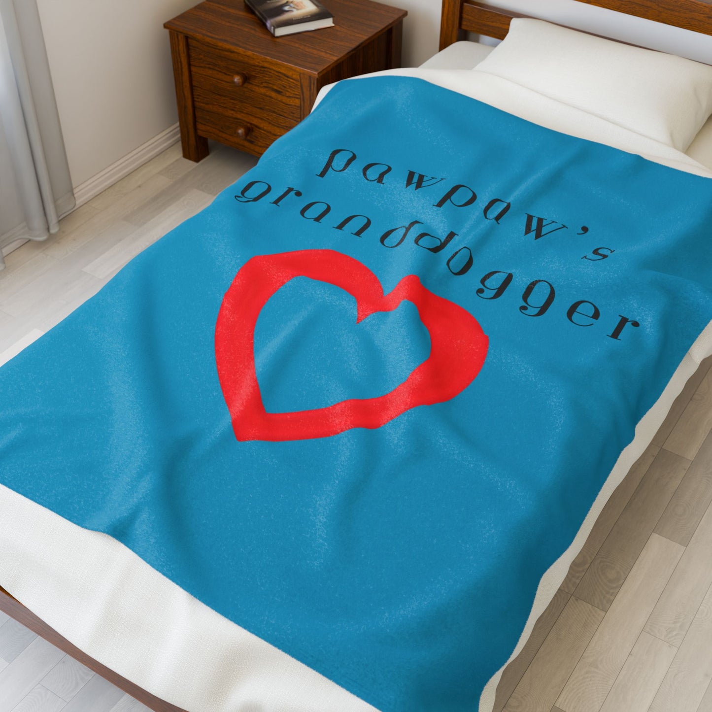 Pawpaw's Granddogger Plush Blanket in Turquoise- Customizable Gift for Grandpawrents, Soft Throw for Home, Pet-Themed Decor, Perfect for Birthdays, [...]