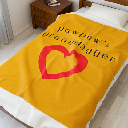Pawpaw's Granddogger Plush Blanket in Yellow- Customizable Gift for Grandpawrents, Soft Throw for Home, Pet-Themed Decor, Perfect for Birthdays, [...]